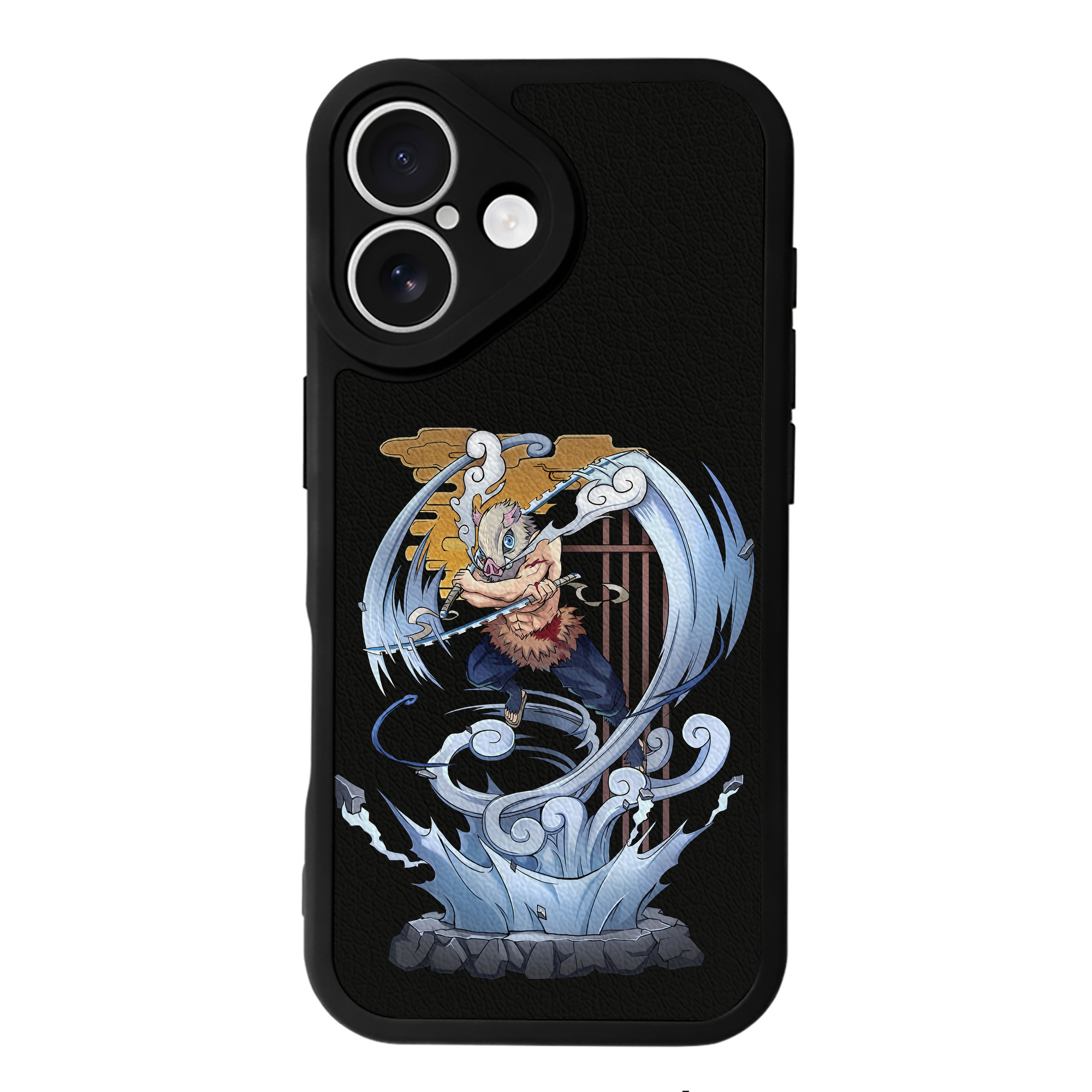 （画像用） 鬼滅の刃（きめつのやいば）嘴平 伊之助／はしびら いのすけ Hashibira Inosuke 【iPhone 16シリーズ対応】シリコンスマホケース（レザー調） 材質：シリコン